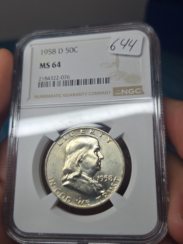 1958-D Franklin Half Dollar 50C 90% Silver NGC MS64 