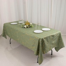 DUSTY SAGE GREEN GOLD 60"x102" Polyester Rectangle TABLECLOTH GEOMETRIC PATTERN