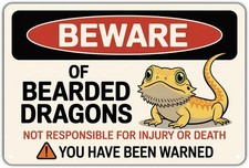 Bearded Dragons Warning Tin Metal Signs Home D cor Vintage Funny Pet Lizard Prin