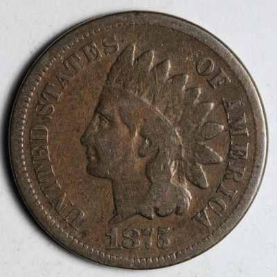 1875 Indian Head Cent Penny VG E172 QAD