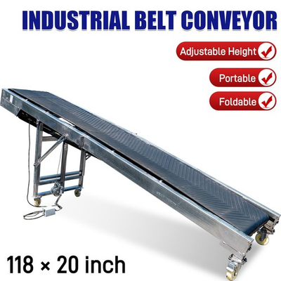 #ad #ad 110v Belt Conveyor PVC Stainless Steel Belt Conveyor 118quot;x20quot; Climbing Conveyor $1399.00