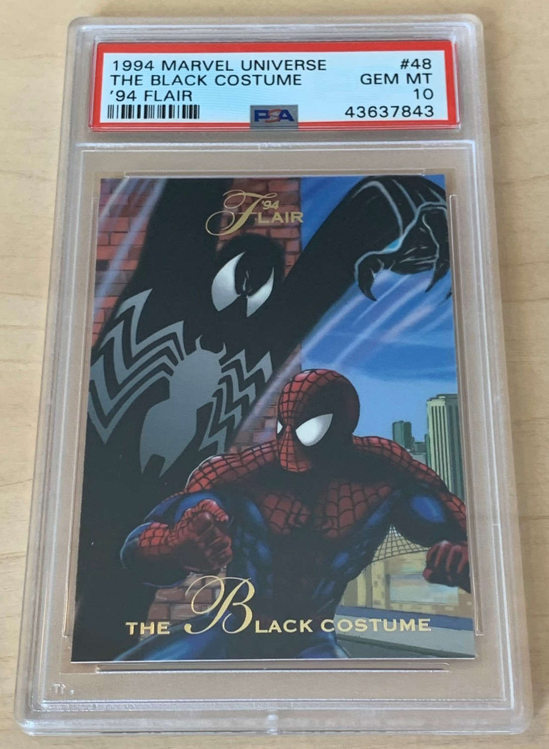 1994 Marvel Universe '94 Flair #48 π SPIDER-MAN THE BLACK COSTUME π PSA 10 π view 5
