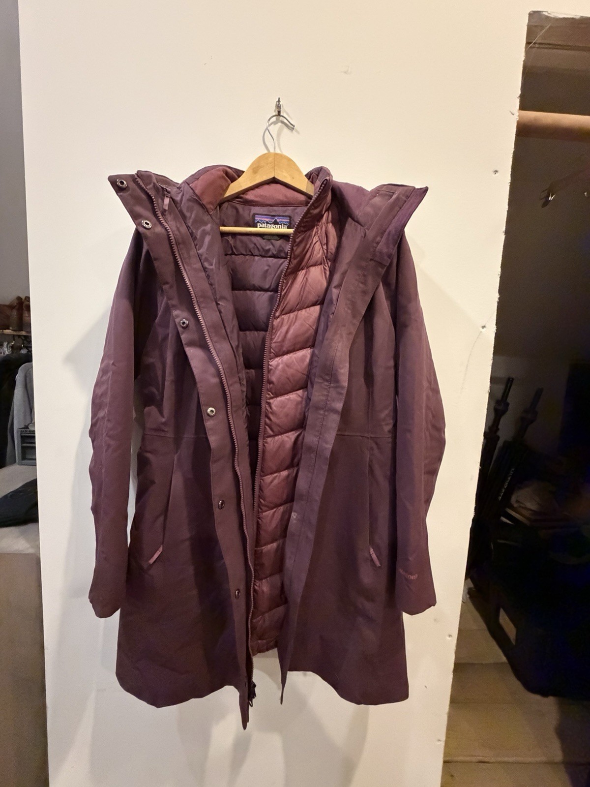PATAGONIA Women’s Double Layer Down and Shell Jacket Coat Size M image 3
