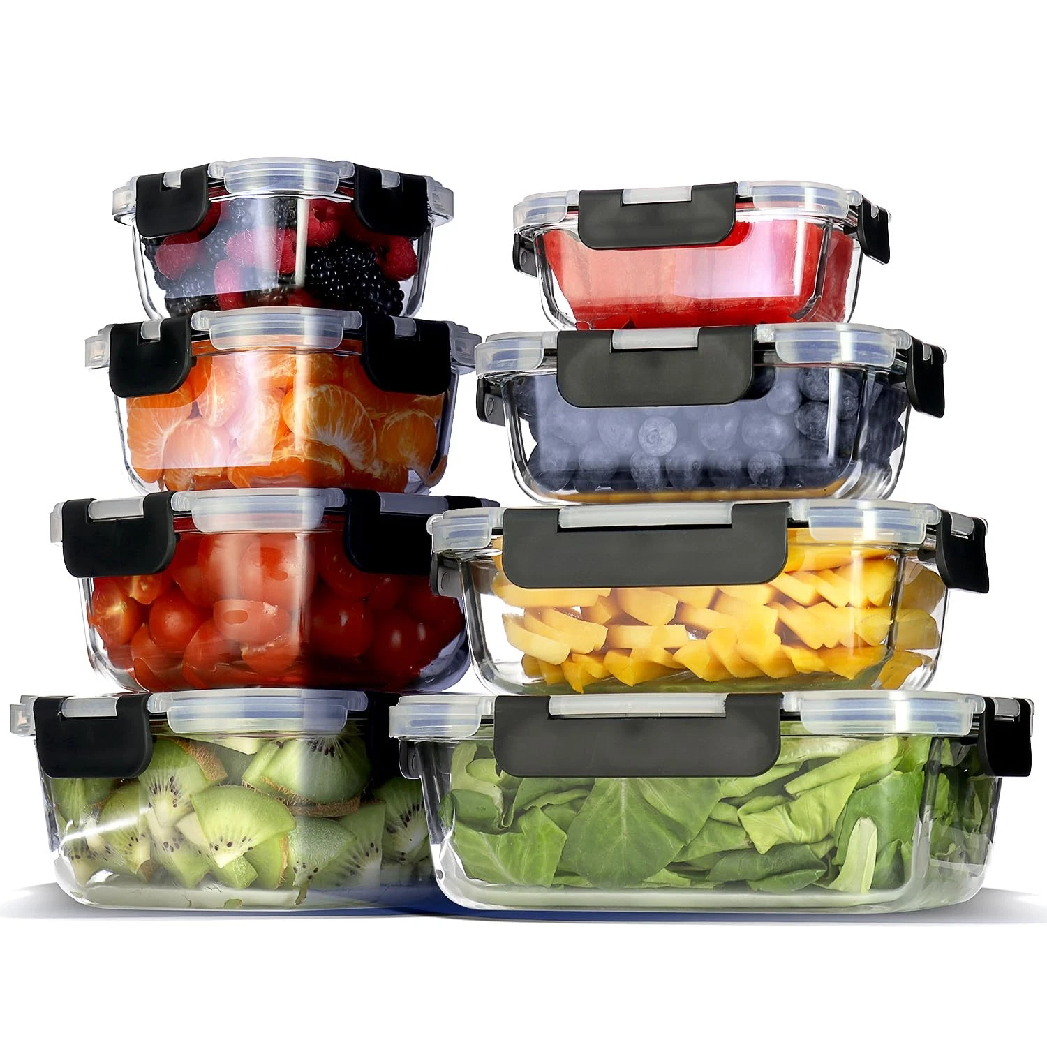 16pc Glass Food Storage Containers with Lids, Airtight Glass Meal Prep Contai...