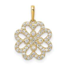 14k Yellow Gold Cz Clover Pendant