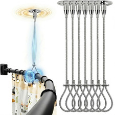 8PC Heavy-Duty Hanging Shower Rod from Ceiling 59" Adjustable Shower Curtain C