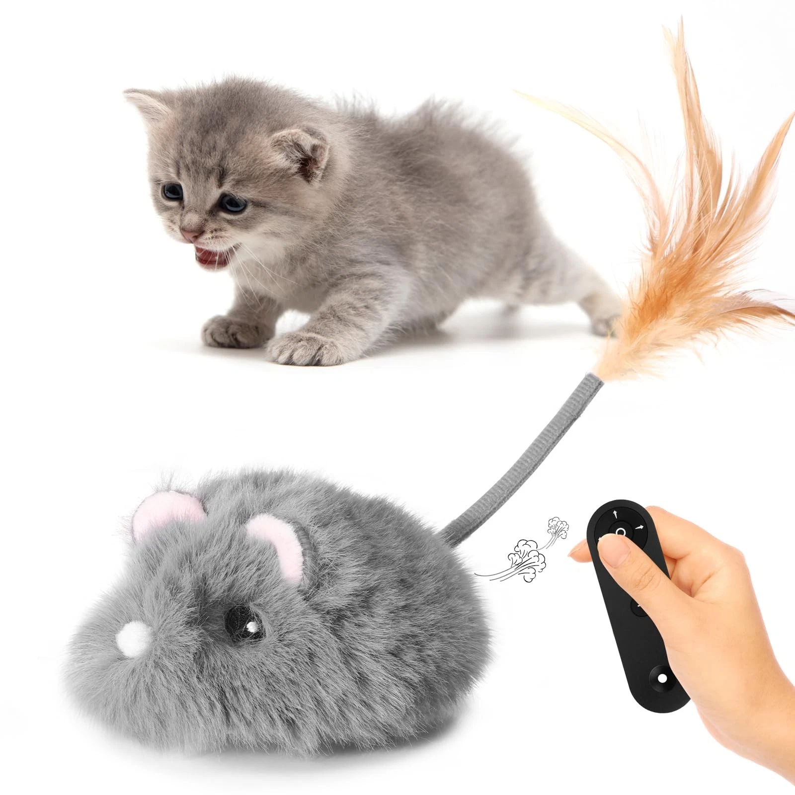 Pawingcat Remote Control Cat Toy Rechargeable Mouse Automatic Gray