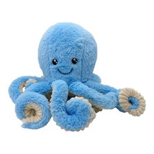 Blue Octopus Plush Stuffed Animal 15" Tentacle Span Smiling w/ Soft Eyes Sealife