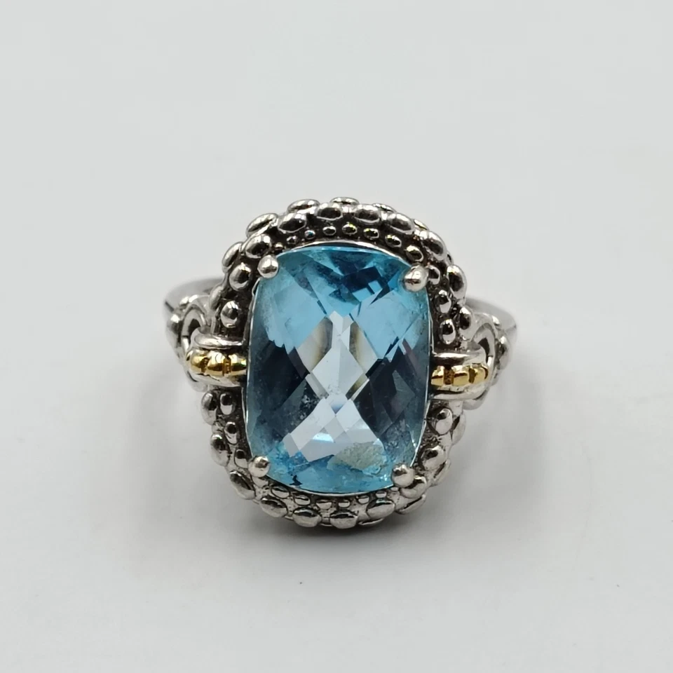 Phillip Gavriel Sterling Silver 925 18K Gold Accent Blue Topaz Ring Sz 7 - Image 2 of 4