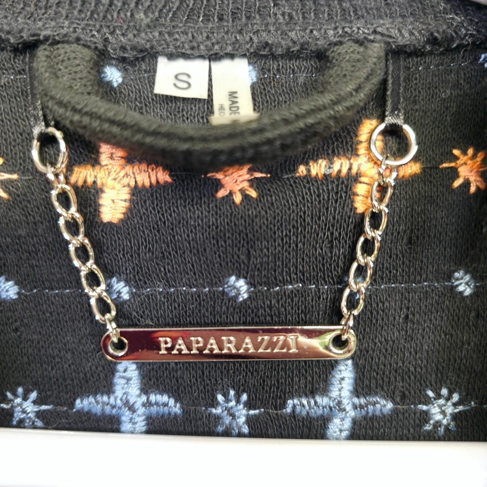 Y2K Paparazzi Vest Sz S Black Fringe Duster Cardigan Western Boho Festival - Image 4 of 4