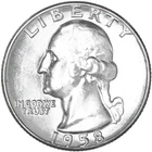 1958 P **Washington Quarter - Gem (BU) **Brilliant Luster 90% Silver +(BU) Bonus