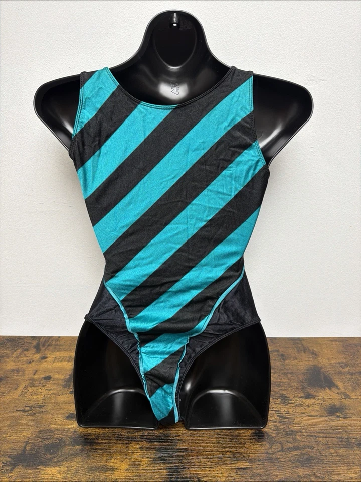 Bodysuit THE BODY CO. Vintage Anos 80 Preto Turquesa Tamanho Médio - Imagem 2 de 3