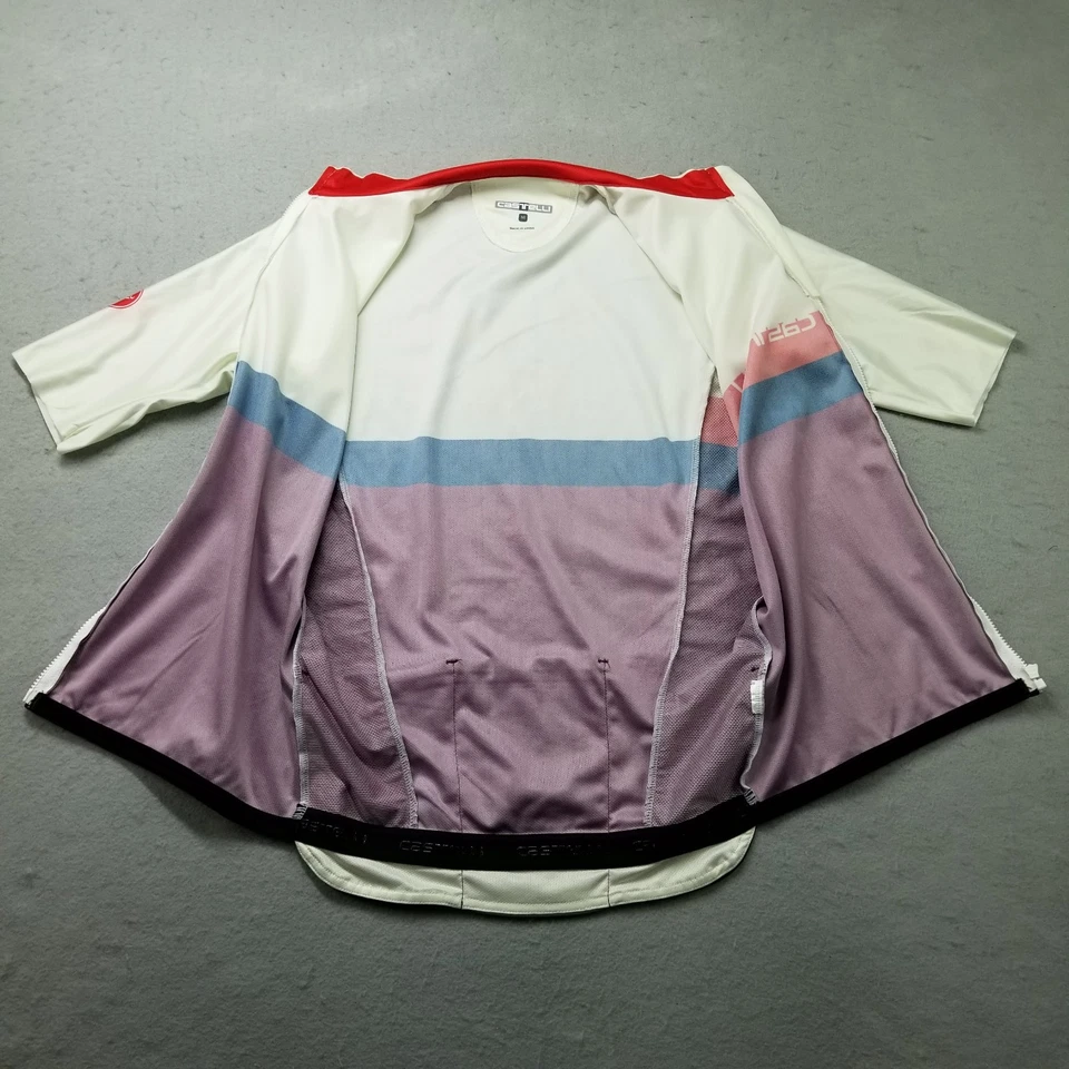 Camisa de Ciclismo Castelli Talla M Blanca Roja Cremallera Completa Logo Escorpión Manga Corta Foto 4 de 4