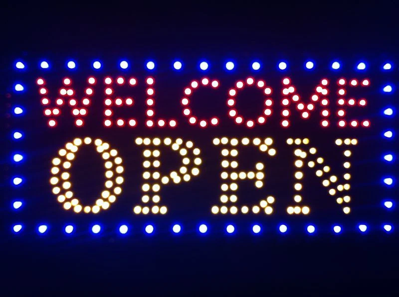 Animated LED Neon Light Open Sign Deluxe Welcome Open