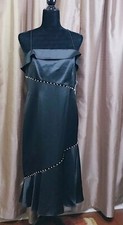 Aidan Aidan Mattox Charmeuse Cocktail Party HOCO Prom Dress Black Midi  12 [c c]