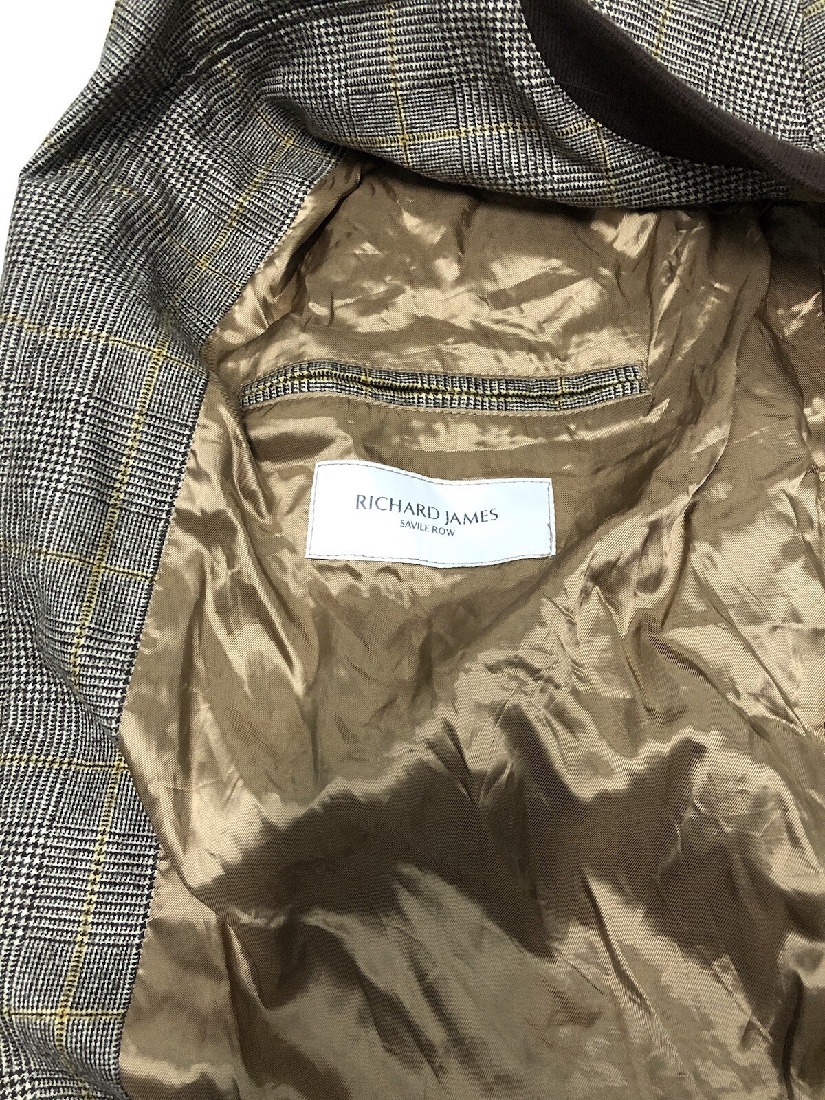 Richard James Wool Houndstooth Lightweight Bomber Jacket Brown M Slim RRP £490 image 10