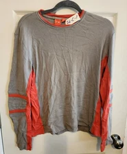 Hugo Boss Small Grey and Orange Sports Long Sleeve T-Shirt Padded Elbows