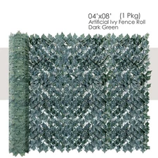 4'x8' Artificial Faux Ivy Dark Leaf Privacy Fence Panel Screen Wall Hedge Decor