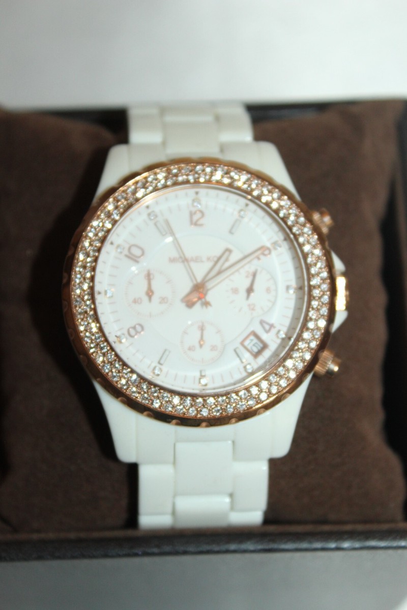 Michael kors white and  rose gold acrylic watch. Michael Kors Ladies Watch Jaryn MK4342 | Watches Prime main image 4