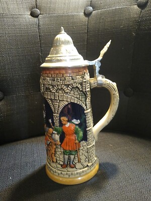 Vintage Marzi & Remy Carousing Landsknechte Stein Mug 3137 Germany DBGM M&R