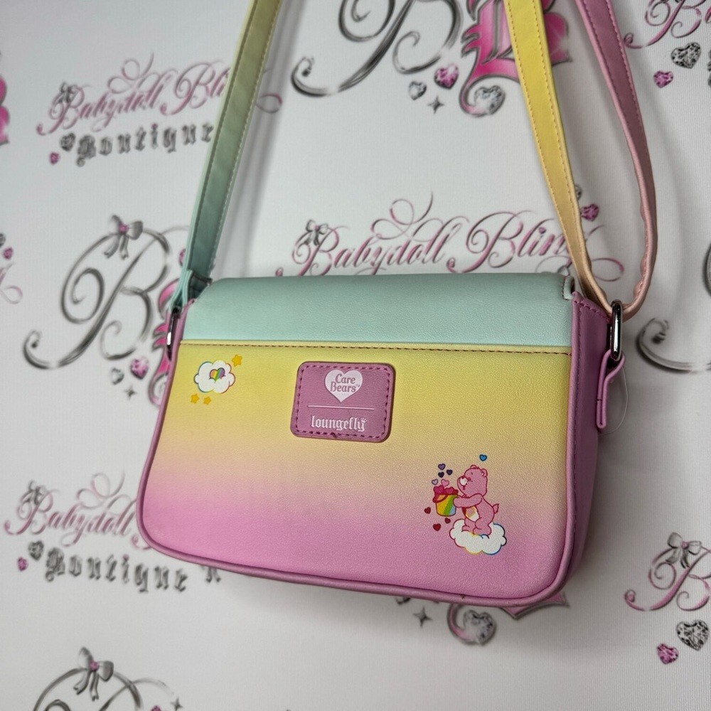 Loungefly Care Bears bag cross body pastel rainbow teddy bears hearts ombré image 4