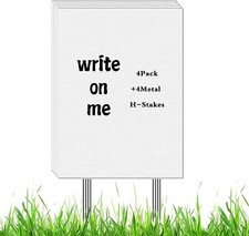 4 Blank Yard Signs w H Metal Stakes 12 x 17 in Double Sided Corrugated Plastic