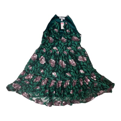 belle badgley mischka green dress Chelsea Puff Short Sleeve Mini Dress by Jewel Badgley Mischka main image 0