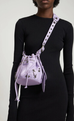 BALENCIAGAお香立て BalenciagaXS Le Cagole leather bucket bag Lilac | eBay