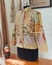 Indian Patchwork Kantha Jacket, Soft Silk Kantha Jacket, Cotton Bath Robe Kimono