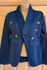 Ladies Ring Master Style Button Feature Coat Small Blue Free Postage Lst 3075