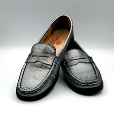 Marc Joseph youth Loafer Flat Shoes East Village Navy Glimmer Leather size 1.5