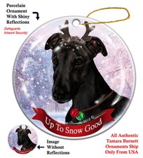 Up to Snow Good Ornament - Black Greyhound