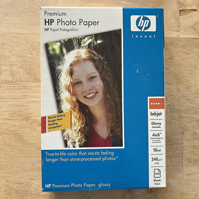 HP~Premium Photo paper 4X6'' glossy 100 sheets ink jet 2004 New in box #Q1990A