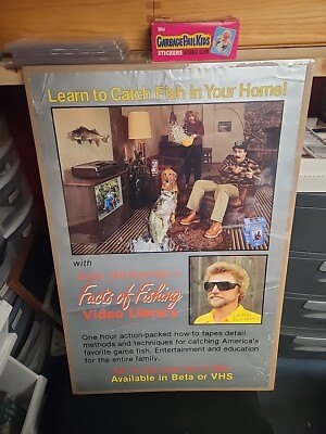 Original 1980's Babe Winkleman Fishing Video Store Poster 23x34 Shrink Wrapped