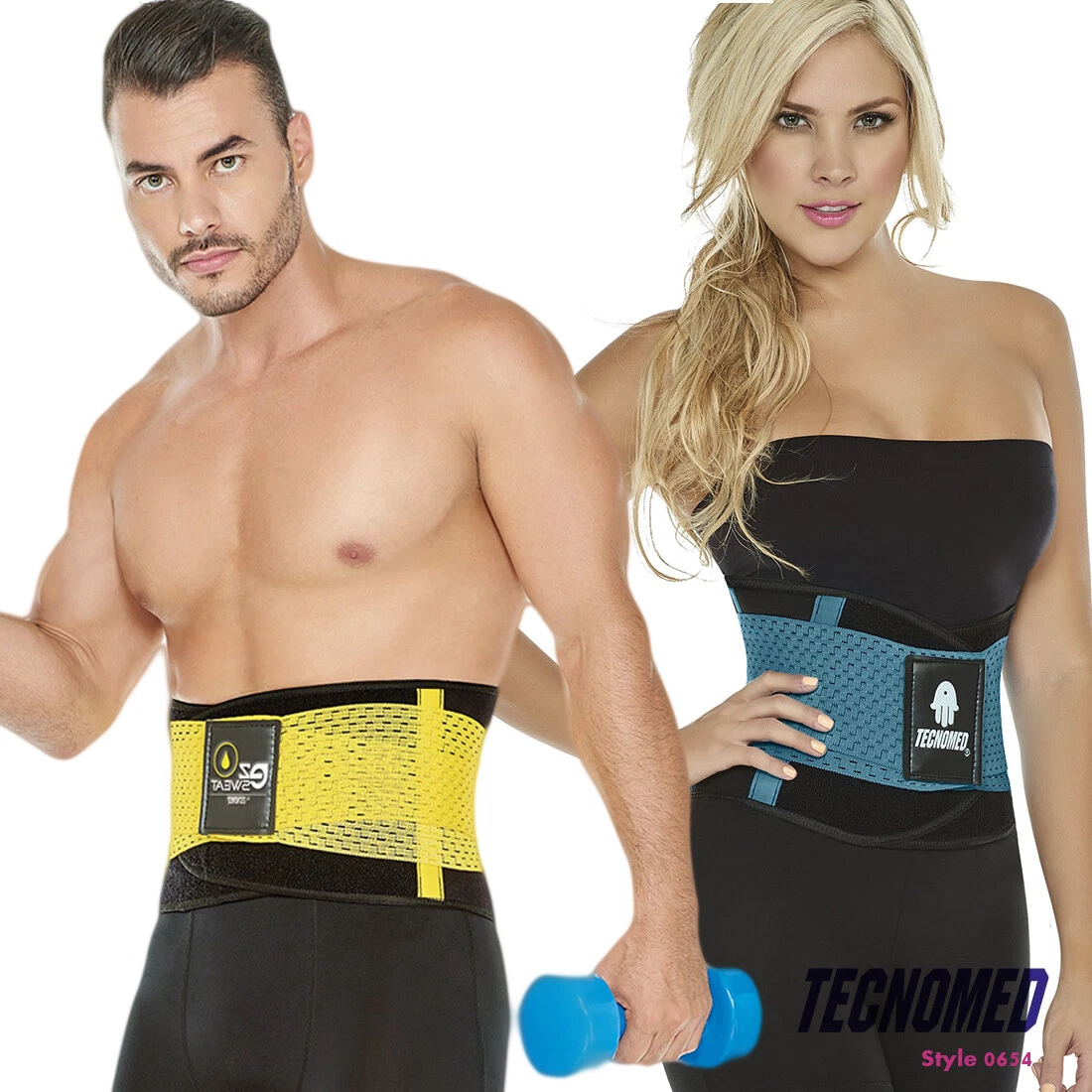 TECNOMED Sport Neoprene Waist Trainer Cincher Sweat Weight Loss Workout Belt  New