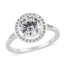 STUNNING 2.60ctw White Cubic Zirconia Halo Ring Sterling Silver Size 5