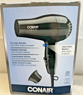 Conair 1875-Watt Shine & Style Hair Dryer, Ergonomic Handle, Sleek, Smooth Look