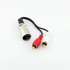 1x Red Whited 2 RCA Male To XLR Male Plug Stereo Audio Speaker Amp Y Cable 15cm