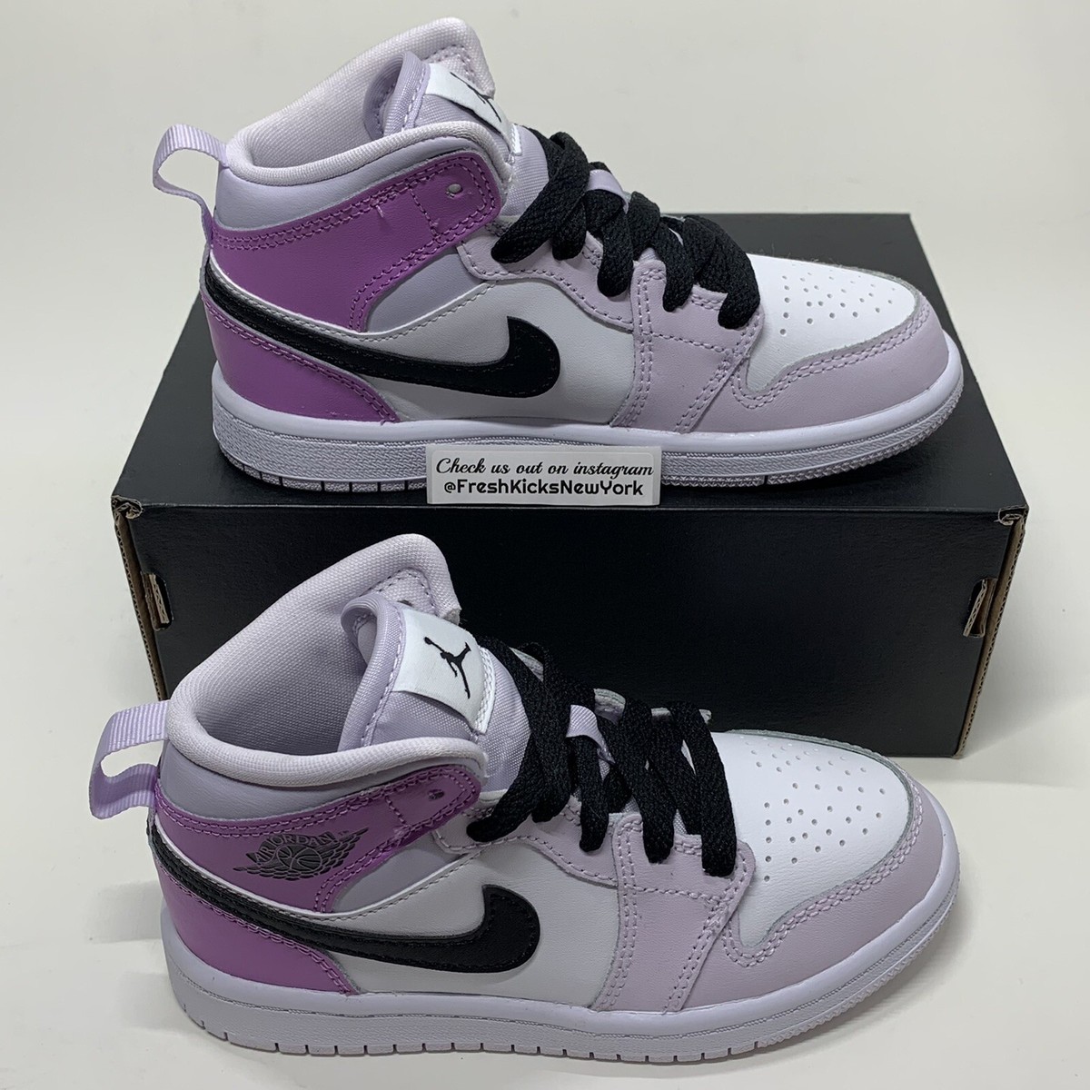 Jordan 1 Mid Barely Grape Little Kids Size 11c New DQ8424