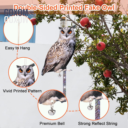 Bird Scare Owl 3 Pack Reflective Keep Birds Away Pigeon Woodpecker Patio Garden. - Picture 3 of 12