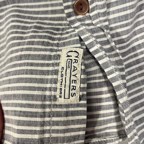 Grayers Button Up Shirt Men Size Large Gray White Striped Lightweight Breathable - Picture 4 of 11