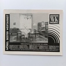 1930 Deutsche WK Möbel Werbeanzeige Werbung Reklame Print Ad