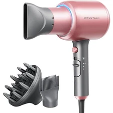 Ionic Hair Dryer Blow Dryer with Diffuser & Comb for Curly Hair Professional ...