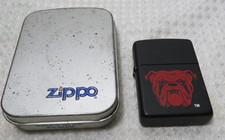 Genuine Vintage 1995 ZIPPO Lighter Rare RED BULL DOG Satin Black Matte With Case