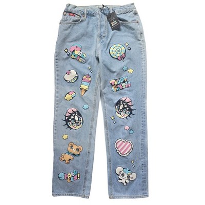 *NWT Teddy Fresh x Yurie Sekiya Womens Jeans Size 30 High Rise Straight Kawaii 