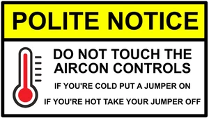 Please Do Not Touch The Aircon Controls Thermostat Self Adhesive Sticker