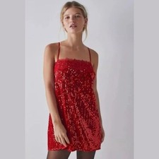 Intimately by Free People That Girl Red Sequin Lace Slip Cocktail Dress - SZ XS
