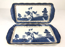 Royal Doulton x2 Booths Real Old Willow Pattern Sandwich Trays TC1126 E28