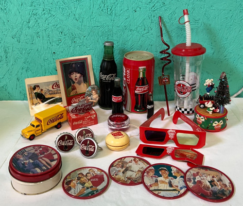 Coca Cola Lot Of 1990's Collectible Coasters Decor Yo Yos Bottle Opener More-S3