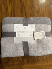 NEW Barefoot Dreams CozyChic Tri-Color : Glacier Grey Blanket/Throw. 45x60. NWT